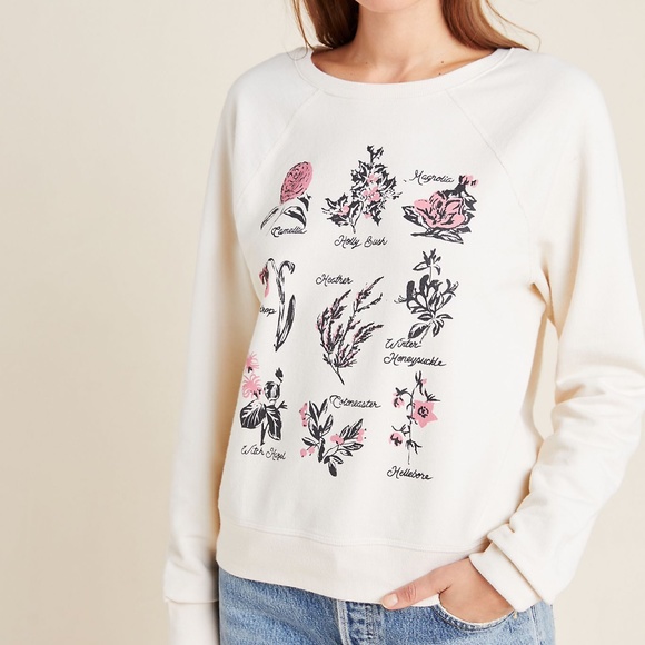 Anthropologie Tops - Anthropologie Back When Winter Blooms Sweatshirt